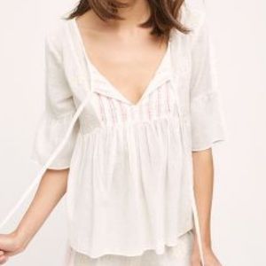 Anthropologie Embroidered Cotton Top